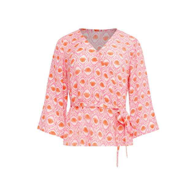Smashed Lemon 25184 wrap top met schelpenprintperzik | 25184-998-XL large