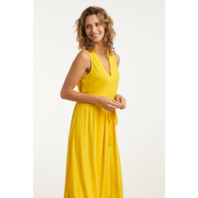 Smashed Lemon 25173 stretch midi jurk met v-hals | 25173-150-S large