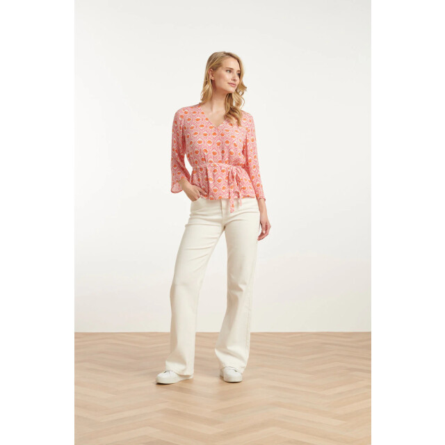 Smashed Lemon 25184 wrap top met schelpenprintperzik | 25184-998-XL large