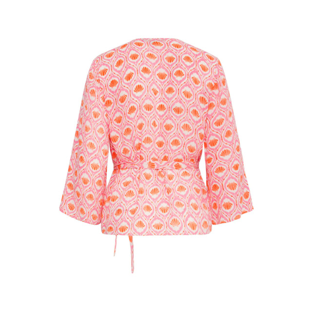 Smashed Lemon 25184 wrap top met schelpenprintperzik | 25184-998-XL large