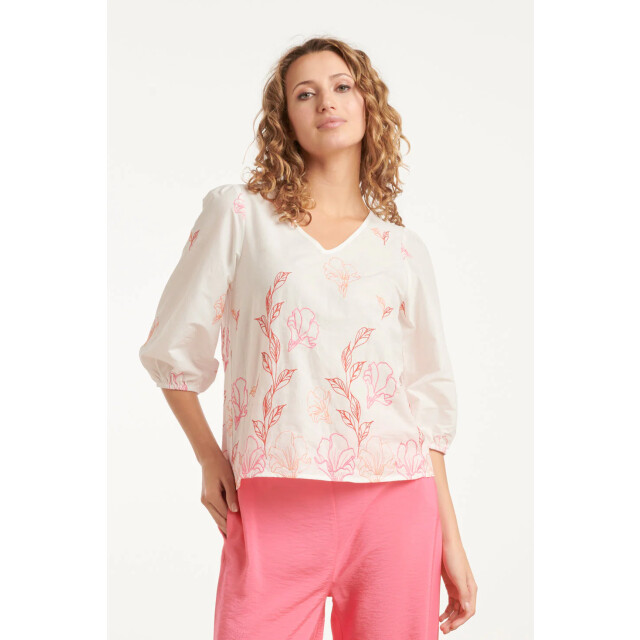 Smashed Lemon 25262 te top met bloemenborduurselsv-hals | 25262-000-998 large
