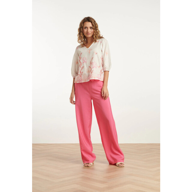 Smashed Lemon 25262 te top met bloemenborduurselsv-hals | 25262-000-998 large