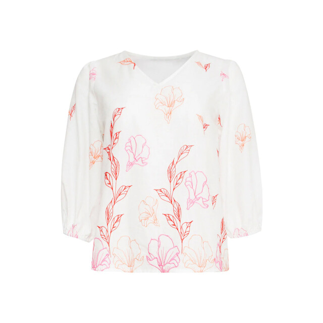 Smashed Lemon 25262 te top met bloemenborduurselsv-hals | 25262-000-998 large