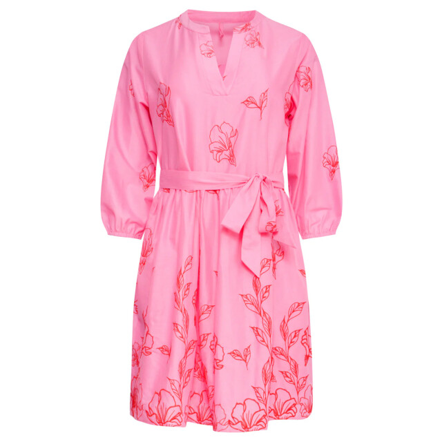 Smashed Lemon 25263 bloemen geborduurde korte jurk met v-hals | 25263-420-450 large