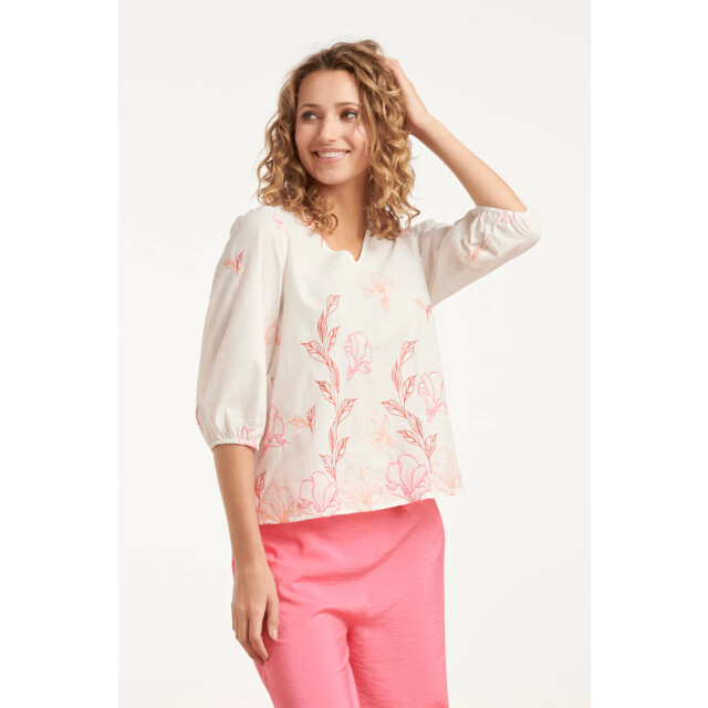 Smashed Lemon 25262 te top met bloemenborduurselsv-hals | 25262-000-998 large