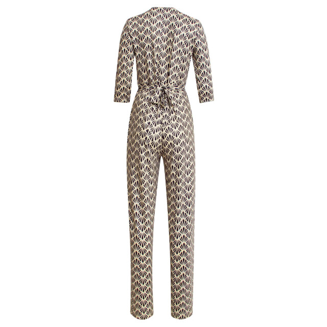 Smashed Lemon 25061 off-white en zwarte jumpsuit met schelpenprint 25061-010-999 large