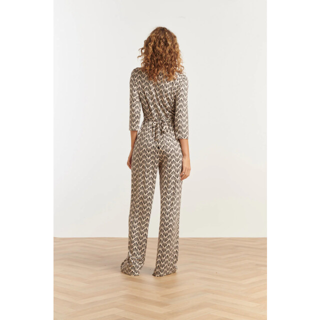 Smashed Lemon 25061 off-white en zwarte jumpsuit met schelpenprint 25061-010-999 large