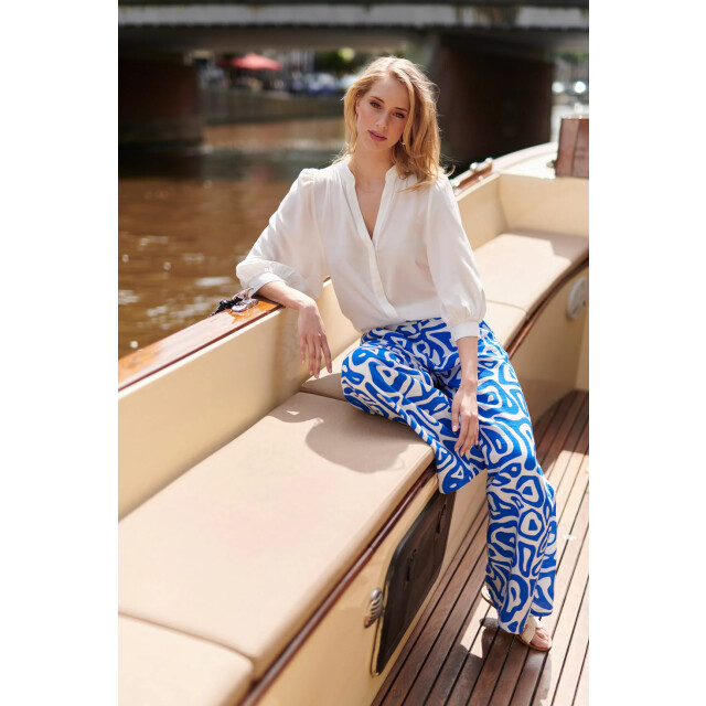 Smashed Lemon 25004 wijde broek met te abstracte print | cobalt 25004-650-000 large