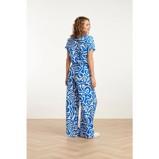 Smashed Lemon 25004 wijde broek met te abstracte print | cobalt 25004-650-000 large