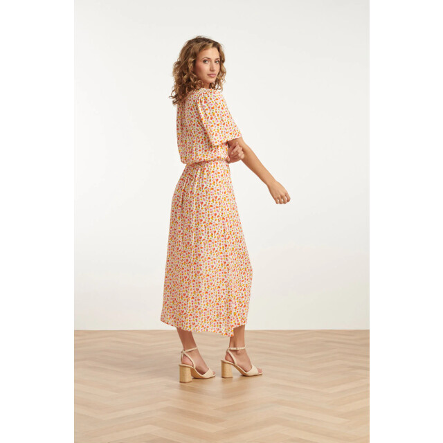 Smashed Lemon 25009 v- hals maxi jurk met polka dot print | 25009-000-998 large