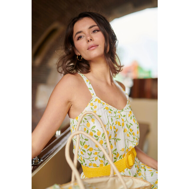Smashed Lemon 25011 midi strappy jurk met citroenprint | 25011-000-998 large