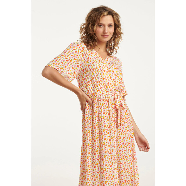 Smashed Lemon 25009 v- hals maxi jurk met polka dot print | 25009-000-998 large