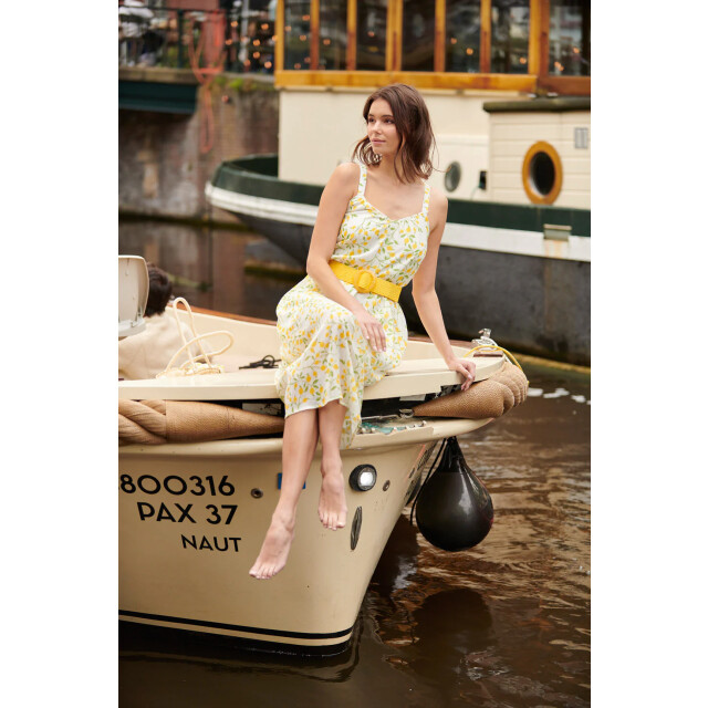 Smashed Lemon 25011 midi strappy jurk met citroenprint | 25011-000-998 large