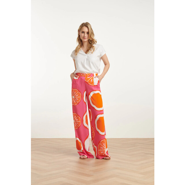 Smashed Lemon 25027 wide-leg broek met fruitprint | 25027-420-998 large