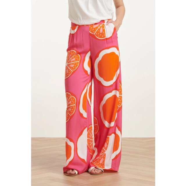 Smashed Lemon 25027 wide-leg broek met fruitprint | 25027-420-998 large