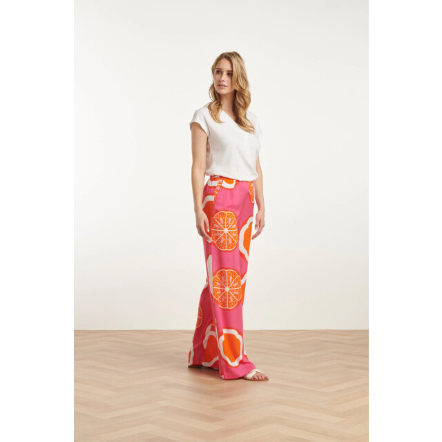 Smashed Lemon 25027 wide-leg broek met fruitprint | 25027-420-998 large