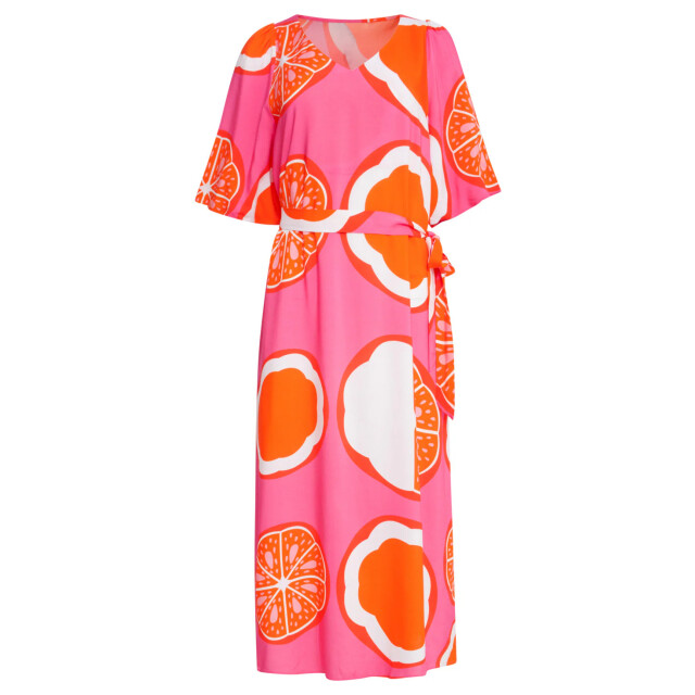 Smashed Lemon 25028 v-neck midi jurk met ballonmouwengrafisch 25028-420-998 large