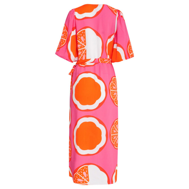 Smashed Lemon 25028 v-neck midi jurk met ballonmouwengrafisch 25028-420-998 large