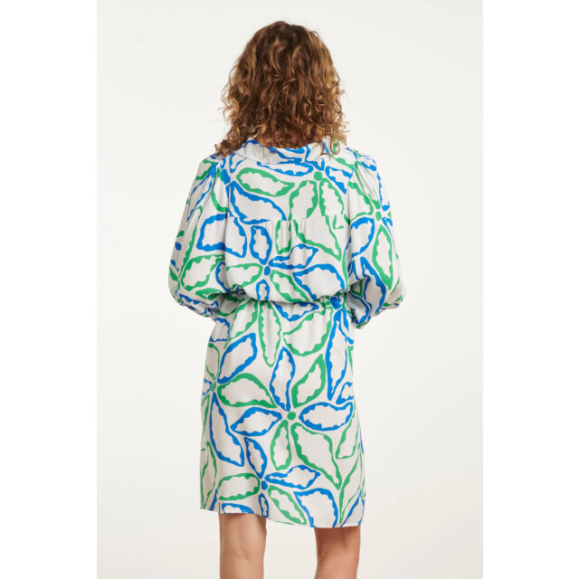 Smashed Lemon 25052 korte jurk met kraaggrafisch bloemenprintcobalt | 25052-650-530 large