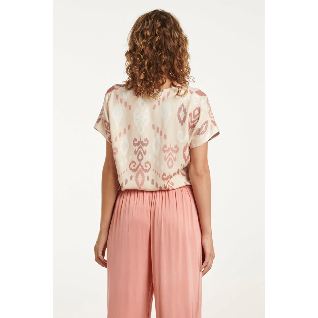 Smashed Lemon 25045 v-hals paneel top met een groot aztec print in 25045-720-998 large