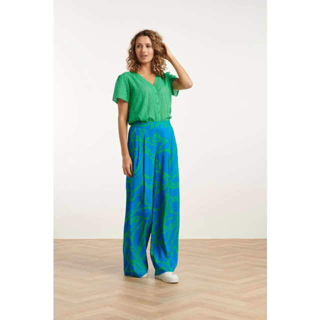 Smashed Lemon 25069 wijde broek met grafische bloemenprintfelgras | 8720331323273 large