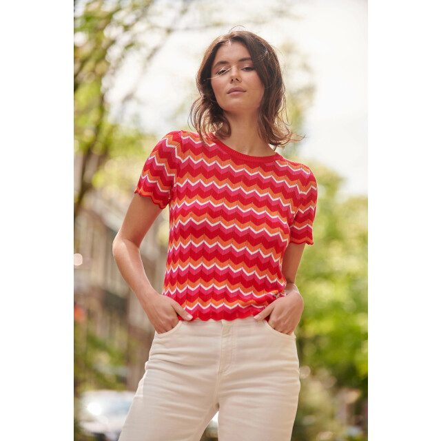 Smashed Lemon 25097 multicoloured zigzag knitted top | 25097-450-998 large