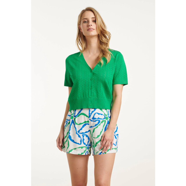 Smashed Lemon 25104 fel groen gebreid kort vest 25104-530-XXL large