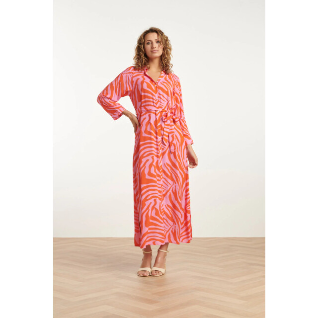 Smashed Lemon 25086 summer maxi shirt jurk met dierenprint | 25086-420-250 large