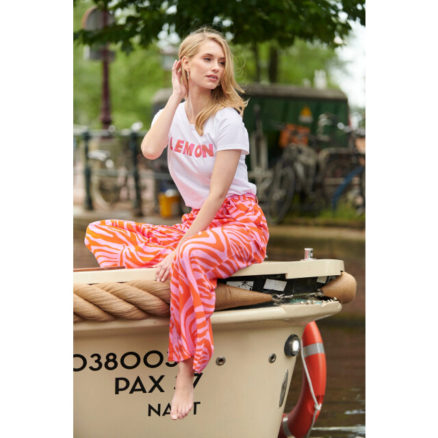 Smashed Lemon 25087 wide pants met dierenprint | 25087-420-250 large