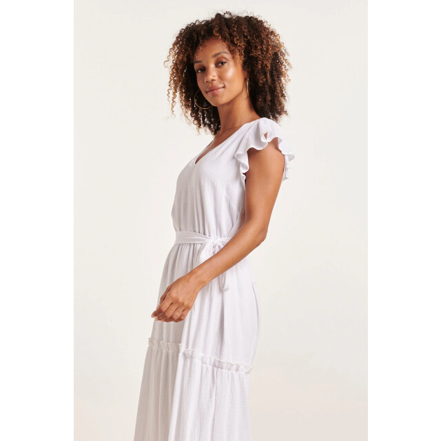 Smashed Lemon 24358 dames te maxi jurk met korte ruffle mouwen | 24358-000-XS large