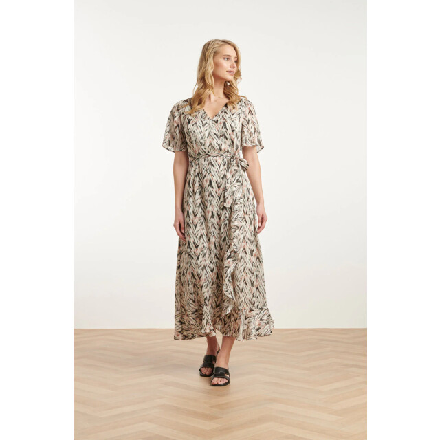 Smashed Lemon 25078 chiffon overlap maxi jurk met , graphic print | 25078-010-998 large