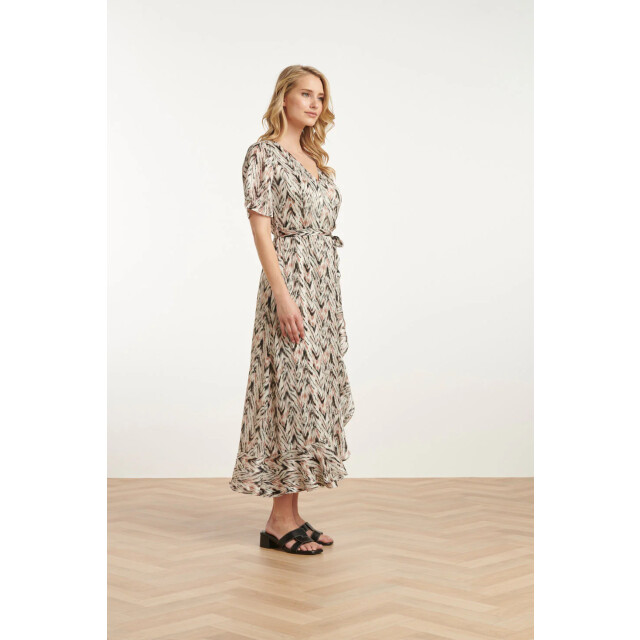 Smashed Lemon 25078 chiffon overlap maxi jurk met , graphic print | 25078-010-998 large