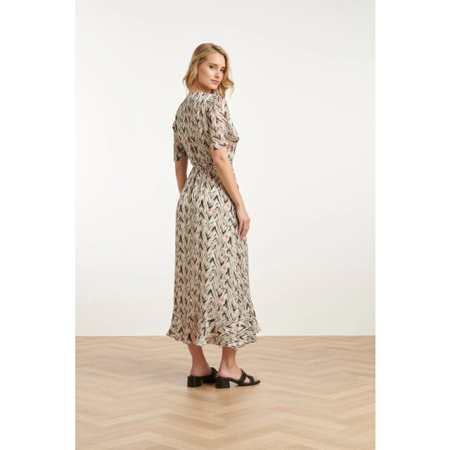 Smashed Lemon 25078 chiffon overlap maxi jurk met , graphic print | 25078-010-998 large