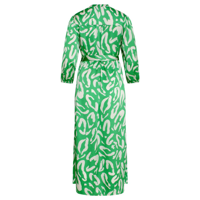 Smashed Lemon 25082 satin maxi jurk met groene en witte dierenprint 25082-530-000 large