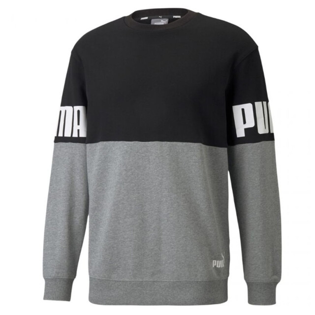 Puma Heren power colour block crew neck sweatshirt UTMR938_blackgrey large