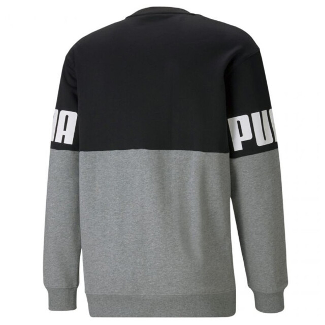 Puma Heren power colour block crew neck sweatshirt UTMR938_blackgrey large