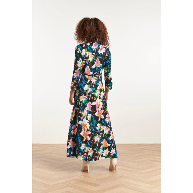 Smashed Lemon 23547 flared maxi jurk met heldere bloemenprint | 23547-999-998 large