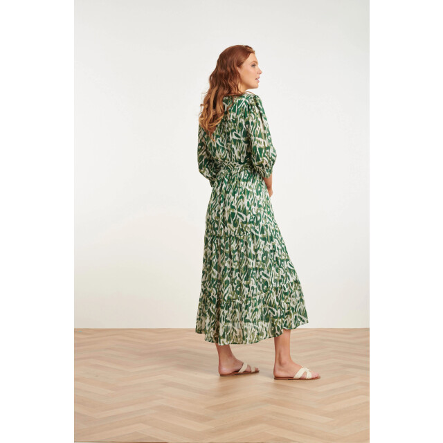 Smashed Lemon 24405 satijnen maxi jurk met abstracte print3/4 mouwen 24405-000-530 large