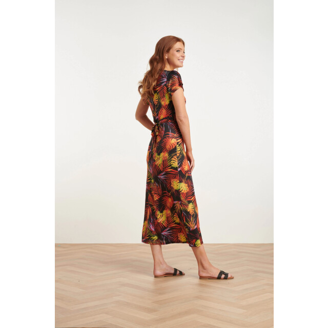 Smashed Lemon 24424 stretch zomerjurk met bladprint - 24424-998-XL large