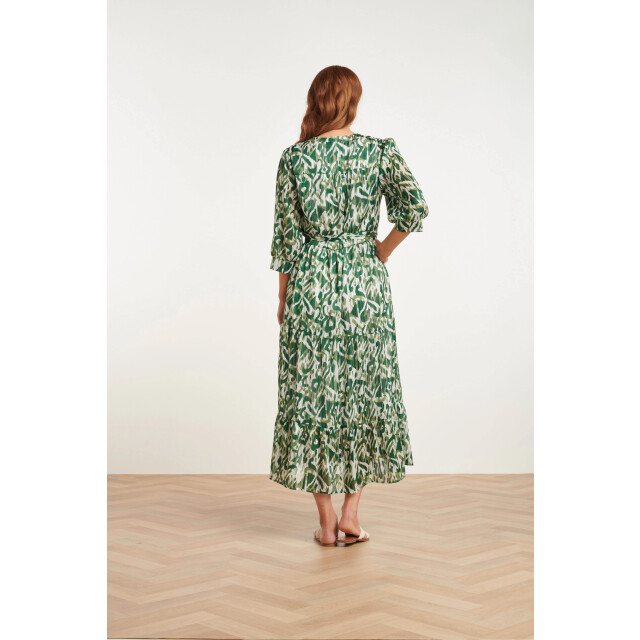 Smashed Lemon 24405 satijnen maxi jurk met abstracte print3/4 mouwen 24405-000-530 large