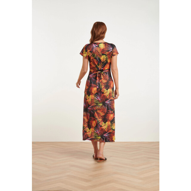 Smashed Lemon 24424 stretch zomerjurk met bladprint - 24424-998-XL large