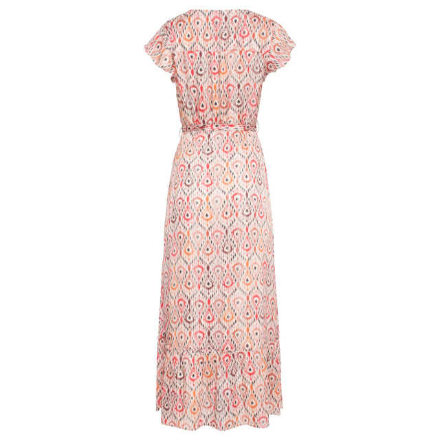 Smashed Lemon 24412 aardetinten satijnen wrap jurk met azteekse print 24412-998-L large