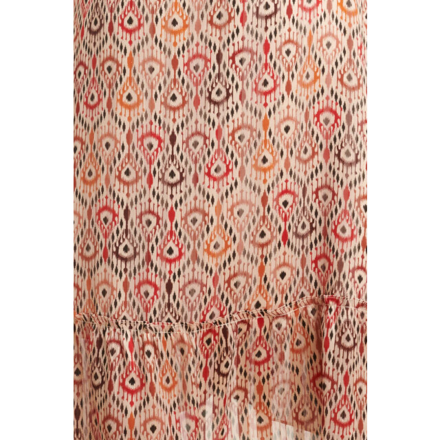 Smashed Lemon 24412 aardetinten satijnen wrap jurk met azteekse print 24412-998-L large