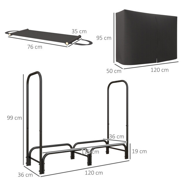 4goodz Outsunny houtopslagrek 120x36x99 cm met waterafstotende hoes 3173642 large