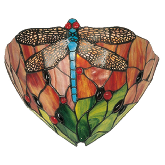 LumiLamp Wandlamp tiffany 30x15x20 cm groen glas driehoek libelle 1088697 large