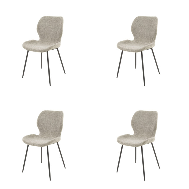 Hoyz stoel ronde buis 4 stuks boucle zandkleur 2636975 large