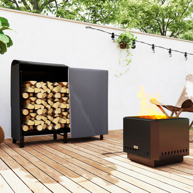 4goodz Outsunny houtopslagrek 120x36x99 cm met waterafstotende hoes 3173642 large