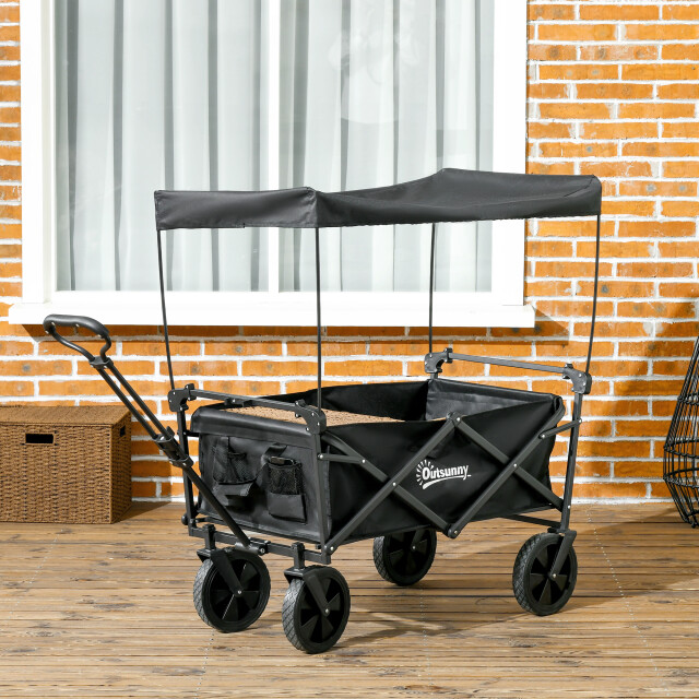 4goodz Outsunny opvouwbare bolderwagen met zonnescherm, transportkar 3173678 large