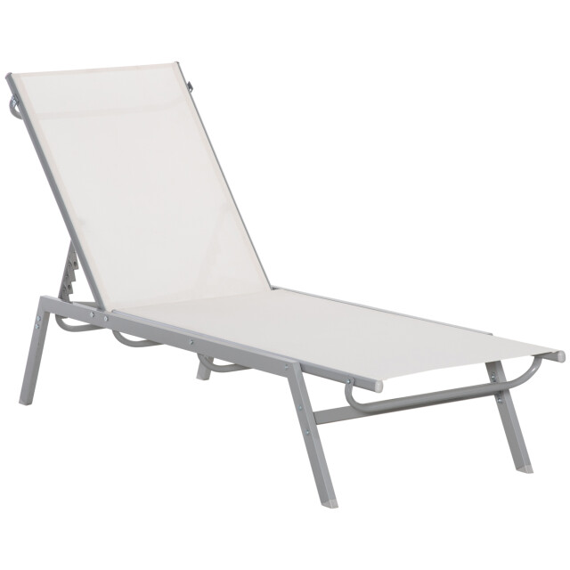 4goodz Ligstoel 5-standen verstelbare rugleuning 200 cm /grijs 3173700 large