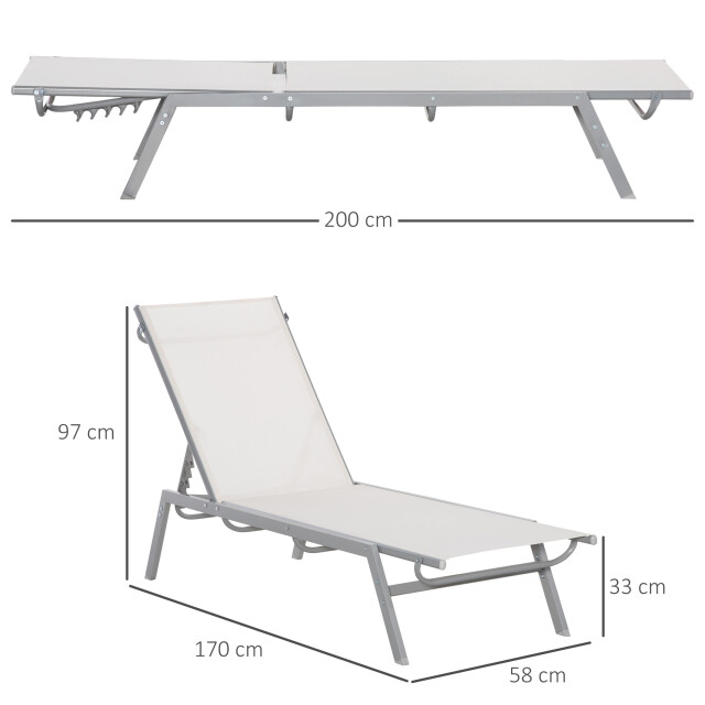 4goodz Ligstoel 5-standen verstelbare rugleuning 200 cm /grijs 3173700 large